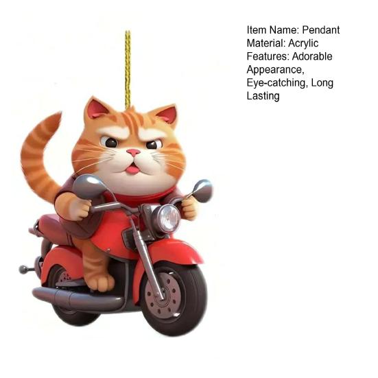 Декоративный кулон с изображением котенка на велосипеде, украшение для автомобиля, мультяшный кот, украшение на рождественскую елку, подвесное зеркало заднего вида