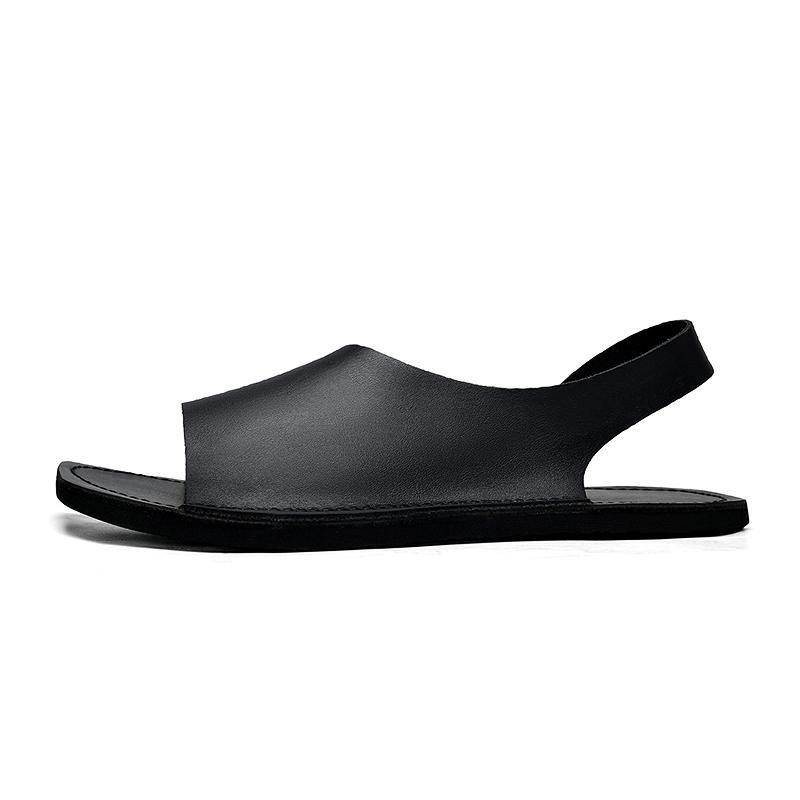 Fashion Casual Sandals Leather Male Flip Flops Stylish Open-toe Men's Sandals Summer Leisure Beach Flats Holiday Outdoor Male Slippers
