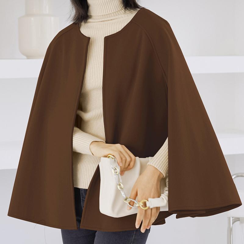 Весна Осень Новый Стиль Японский Стиль Куртка Круглый Вырез Свободный Крой Мантия Однотонный Топ Плюс Размер Стильное Женское Пальто