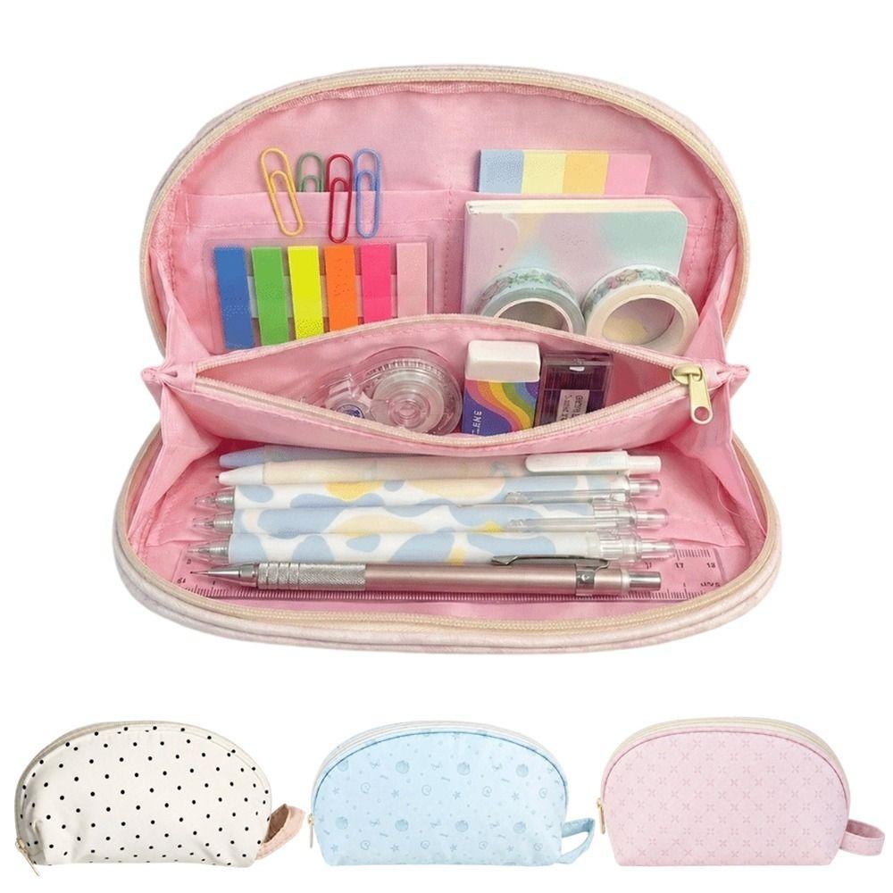 Polka Dot Pattern Pencil Case Large Capacity Stationery Bag Stationery Organizer  Students Gift