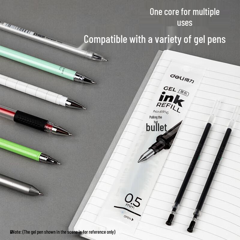 Deli 0.5mm Black Gel Pen Refills (20-Pack)