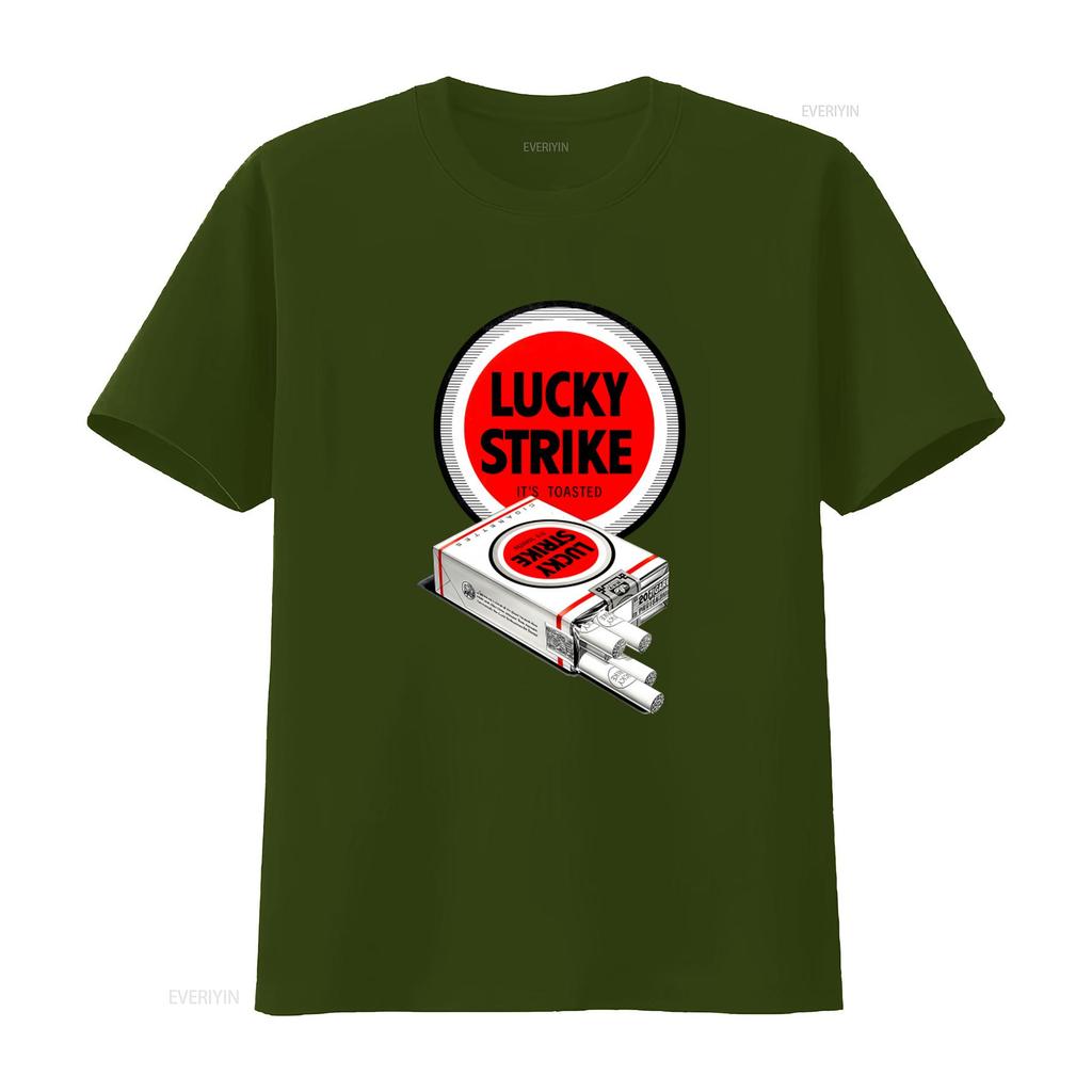 Футболка Lucky Strike в ретро-стиле с винтажным принтом Модная винтажная стирка Графическая Мягкая Повседневная Унисекс Удобная