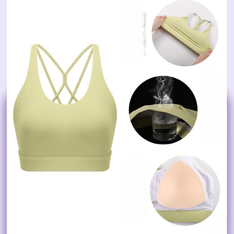 Women's Spaghetti Strap Cross Back Sports Bra Comfortable Shockproof Yoga Fitness Bra