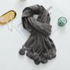 Cashmere Wool Scarf Women's Autumn and Winter High End Solid Color Ball Scarf Versatile Shawl Wool Ball Imitation Cashmere Scarf