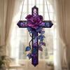 Purple Rose Cross Sun Hanging Ornament Suncatcher Hanging Tree Ornament Decor Gift Handmade Chr N2S3