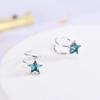 Серебряные серьги S925 корейской пробы с синими кристаллами в форме звезды и вращающимся дизайном