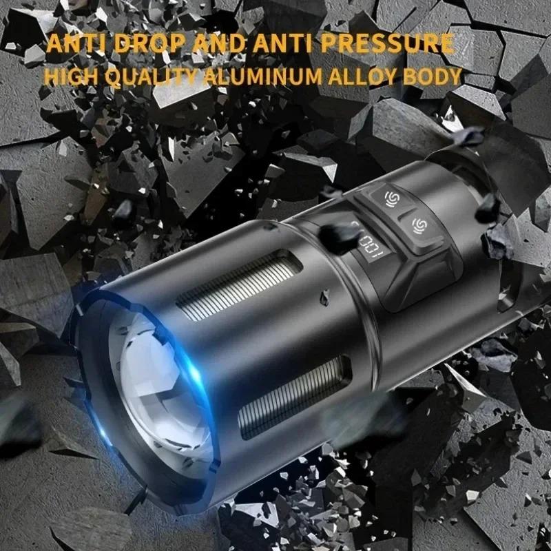 3 In 1 White Laser Flashlight Power Bank Feature IPX4 Waterproof Standard Digital Display Zoom Function Emergency Preparedness High Power