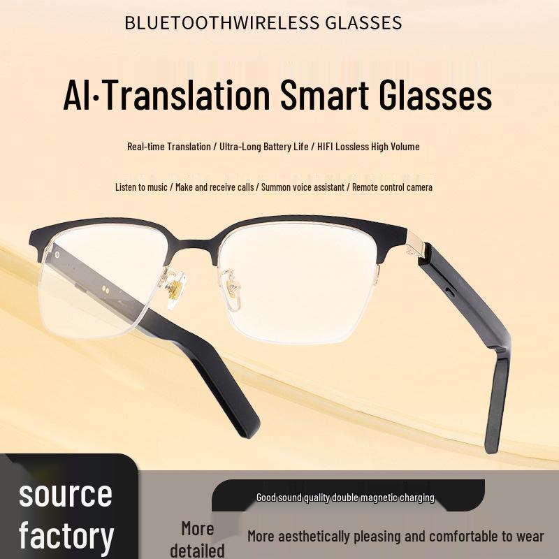 Smart Touch AI Bluetooth Glasses with Metal Frame and Thin Legs for Calls and Music.