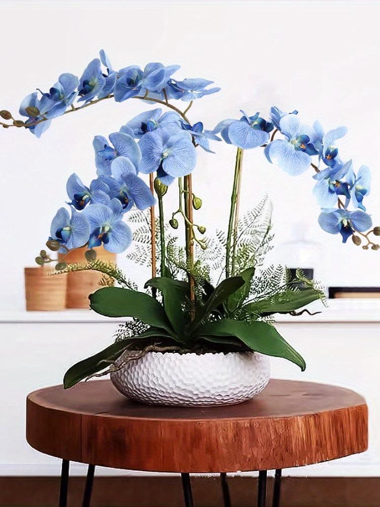 6 PCS Real Look Long Stem Artificial Flowers Faux Orchid Velvet Orchids 97cm Orchids Artificial Flowers for Tall Vase for Home Wedding Decoration