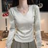 Shoulder T-shirt for Women In Spring and Autumn with A Cinched Waist Slim Fit. Made of Pure Cotton Suitable for Winter Long Sleeved Top