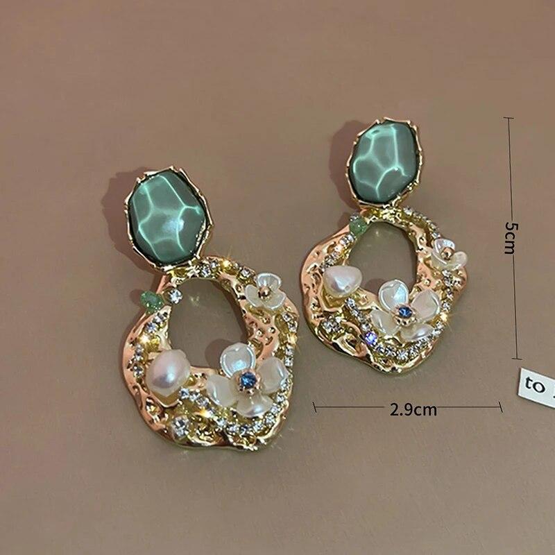 1 пара модных висячих серег с цветком циркона, женские большие серьги-капли, вечерние ювелирные изделия, подарок