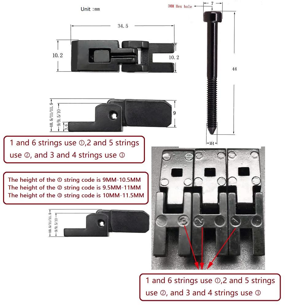 6PCS Double Locking Systyem Locked Saddles For Floyd Rose Guitar Tremolo