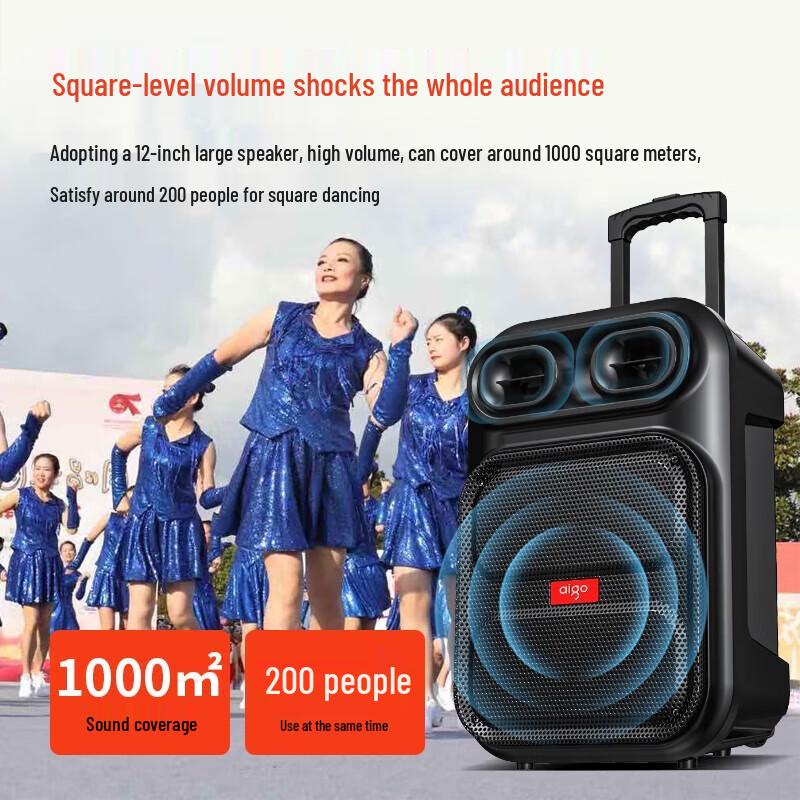 Портативная Bluetooth-колонка Aigo S56 12 дюймов на колесиках с микрофоном, штепсель CN (адаптер в комплекте)
