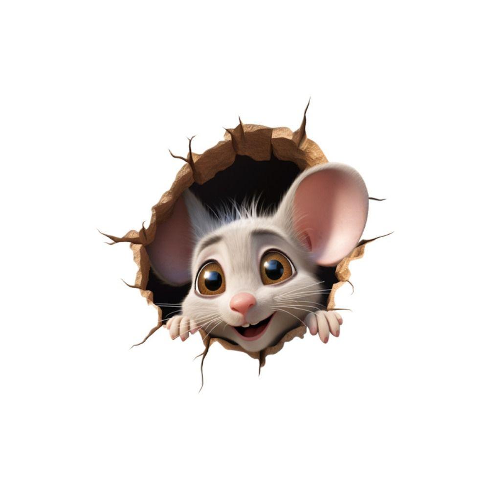 Наклейки из ПВХ с мышками и кошками 3D 3D самоклеящиеся наклейки креативные мышиные норы настенные наклейки для домашнего декора