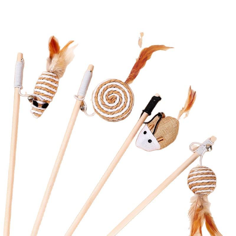 Cat Teaser Wand: Мышь для снятия скуки с колокольчиком, устойчивая к укусам, игрушка для сжигания энергии для котят.