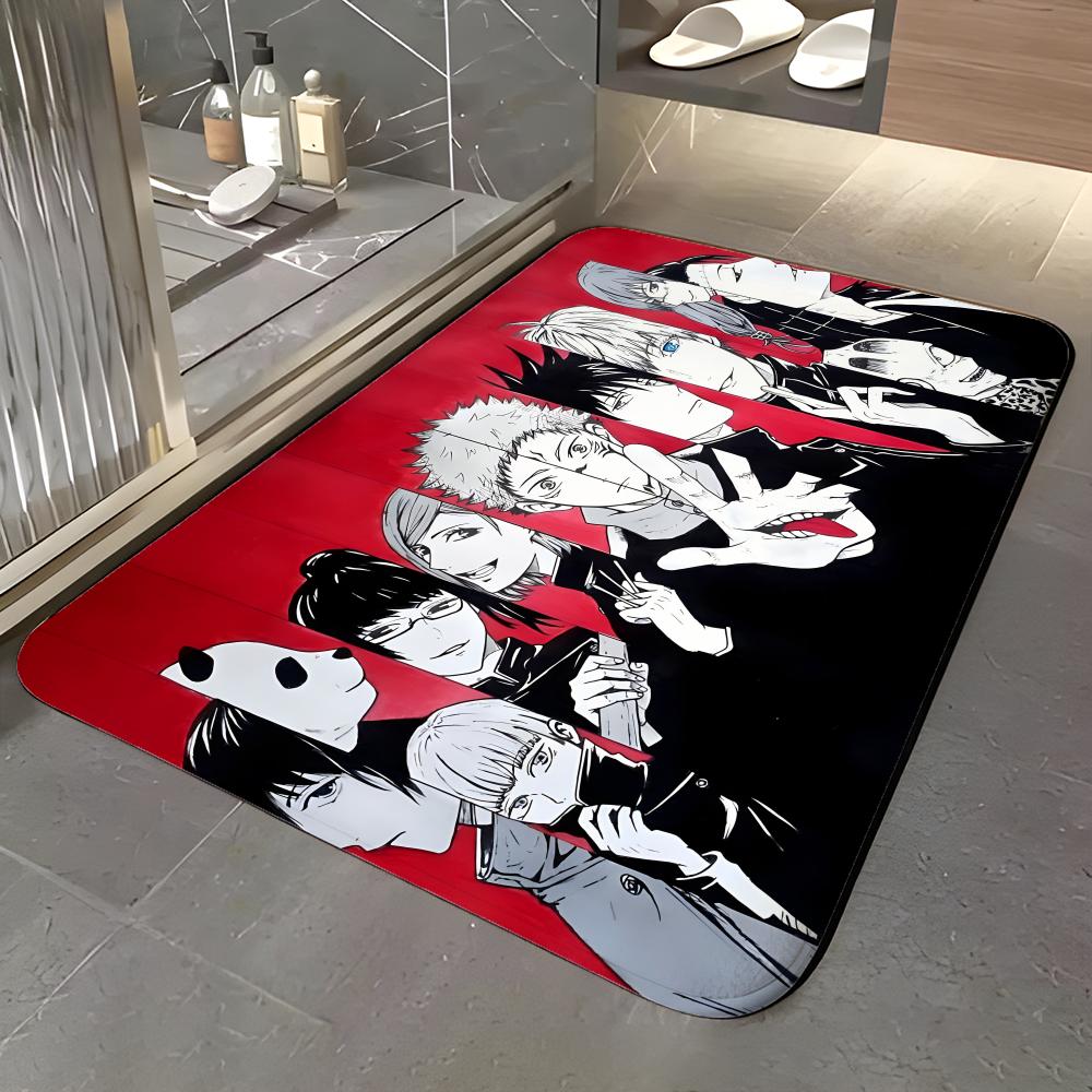 Аниме J-Jujutsu Kaisen Коврик для пола Мягкий фланелевый Коврик для входной двери Нескользящий Впитывающий Коврик для пола в ванную комнату и спальню