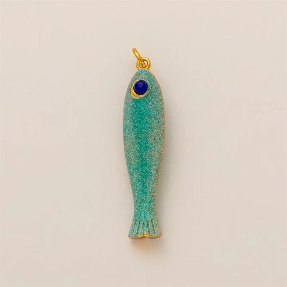 14K Gold Color Fish Pendant Beach Series Fish Animal Charms Fish Ocean Jewelry Jewelry Making