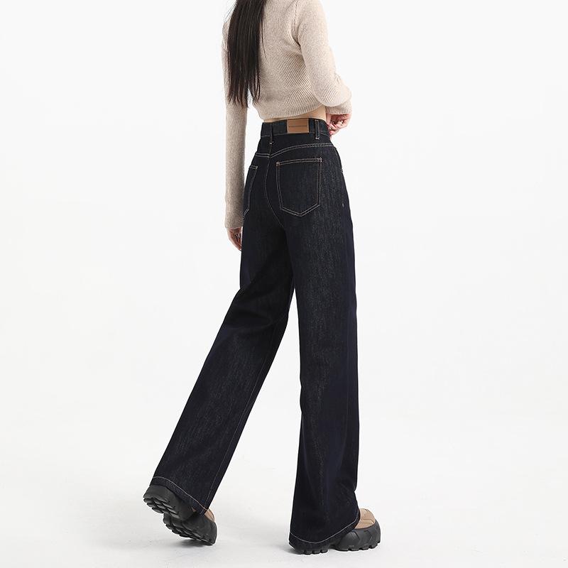 Wide-leg jeans women's spring new high-waisted thin and drape versatile loose straight mopping long pants