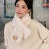 Women Faux Rabbit Fur Plush Shawl Neck Warmer Solid Color Cross Scarf Neckerchief Wrap