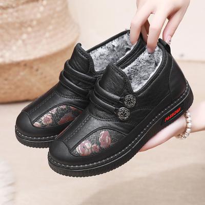 Зимние хлопковые ботинки кожаные теплые ботинки женские средние ботинки для мамы ленивые ботинки прямая трансляция