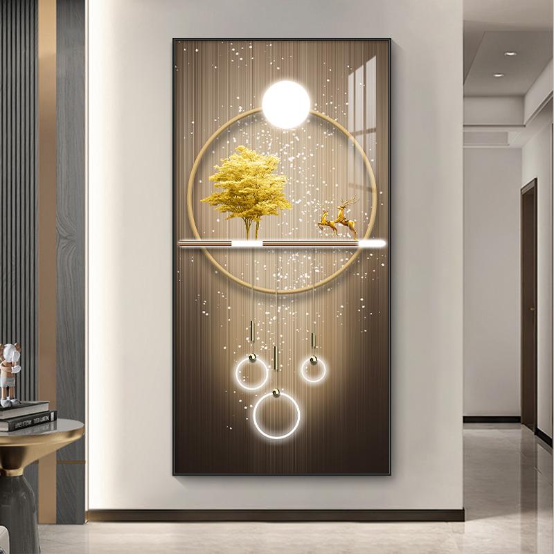 Абстрактная роскошная золотая картина на холсте, богатое дерево, свет, настенное искусство, постеры с оленями и принты для гостиной, крыльца, декора коридора