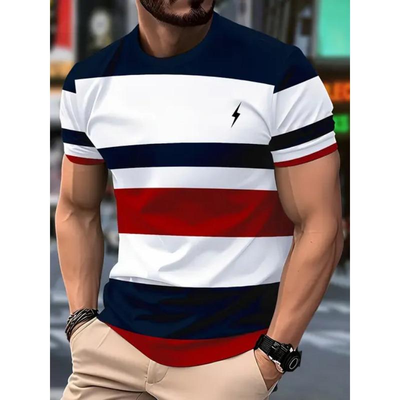 Летний топ с круглым вырезом и 3D-принтом в виде цветных блоков, модные повседневные футболки с короткими рукавами для мужчин