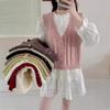 Women's Autumn and Winter Sweet Pearl V-neck Knitted Waistcoat