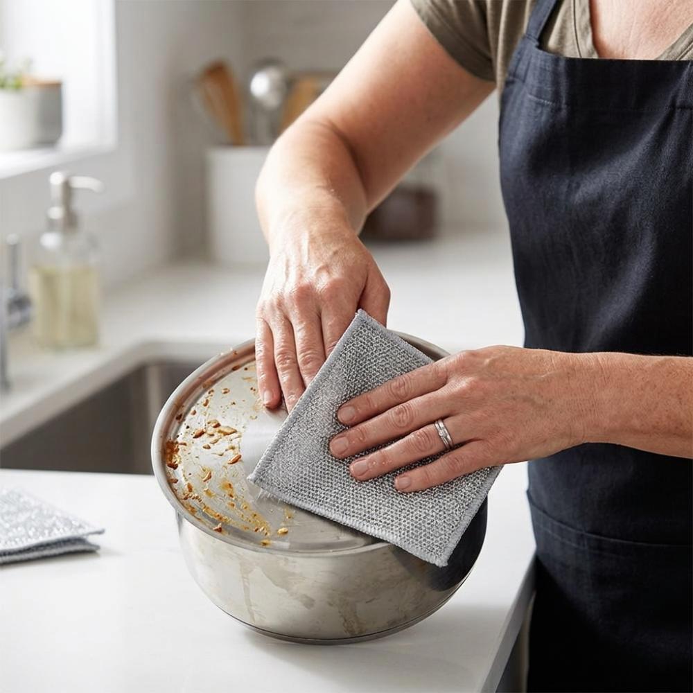 10pcs Wet And Dry Use Dishwashing Cloth Nonstick Scrubbing Pads Multifunctional Dishcloths Home