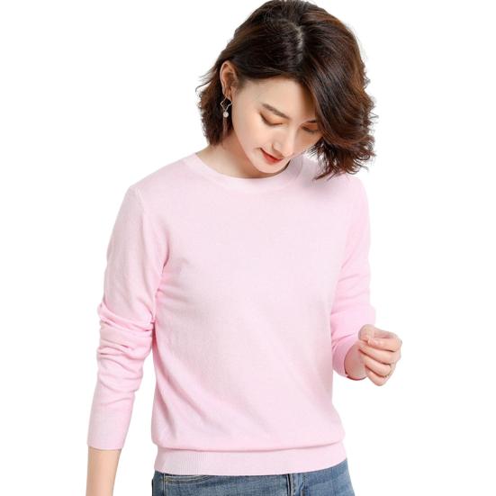 Женские зимние топы, однотонные, с круглым вырезом, с длинным рукавом, свитер, свободный