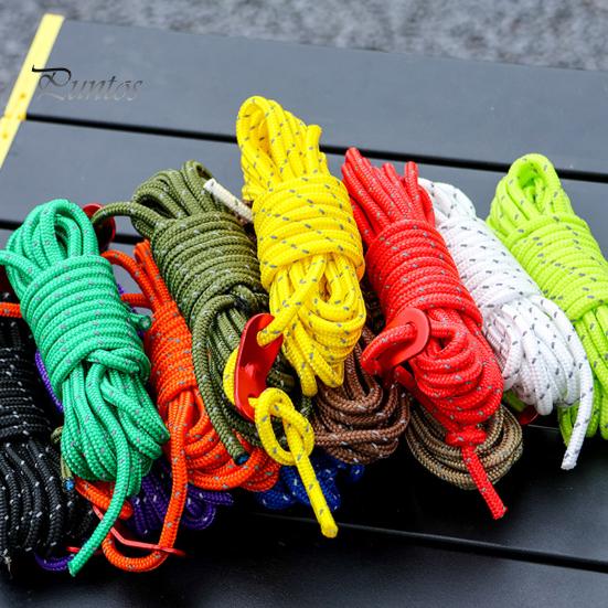 Ветрозащитная веревка для наружного применения Сверхлегкий шнур для палатки с регулятором натяжения Износостойкая суперпрочная на растяжение Светоотражающая веревка для кемпинга