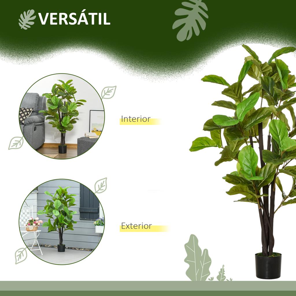 Artificial Ficus Plant 130 Cm With 78 Leaves And Decorative Artificial Plant Pot For Indoor And Outdoor Home Living Room Office Green