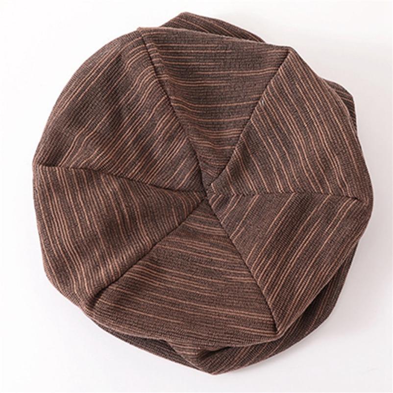 Breathable Toe Cap Unisex Striped Hood Spring and Autumn Warm Thin Turban Chic Trend Pile Hat