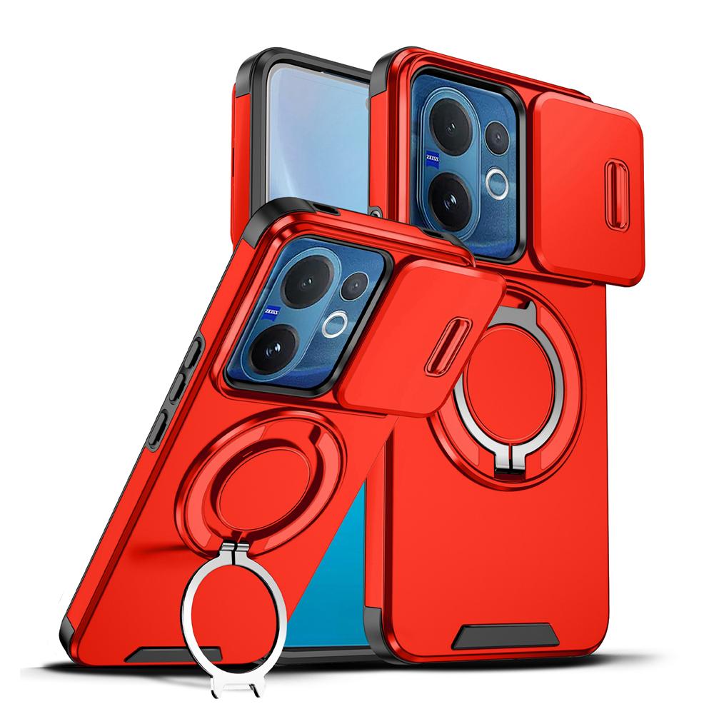 KEYSION Чехол для телефона с вращающейся на 360° подставкой-кольцом для VIVO V60 5G, с защитой камеры-слайдера, магнитной противоударной задней крышкой для VIVO V60