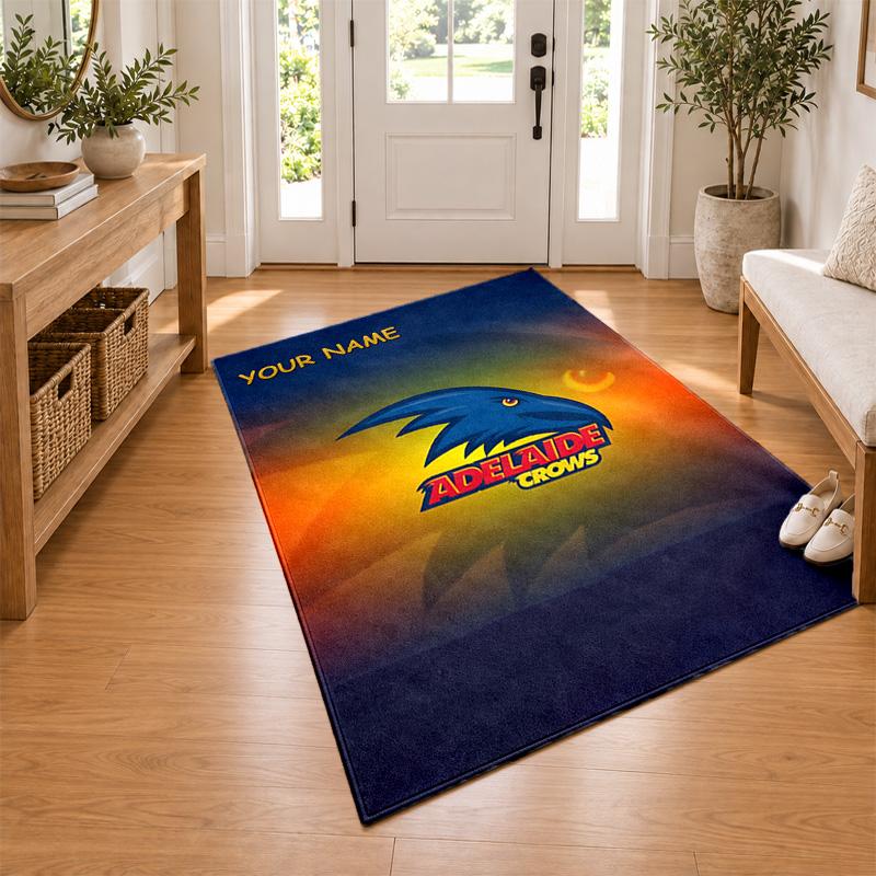 Adelaide Crows Custom Name Personalized Rug Non‑Slip Doormat Floor Carpet Housewarming Birthday Gift for Family Friends