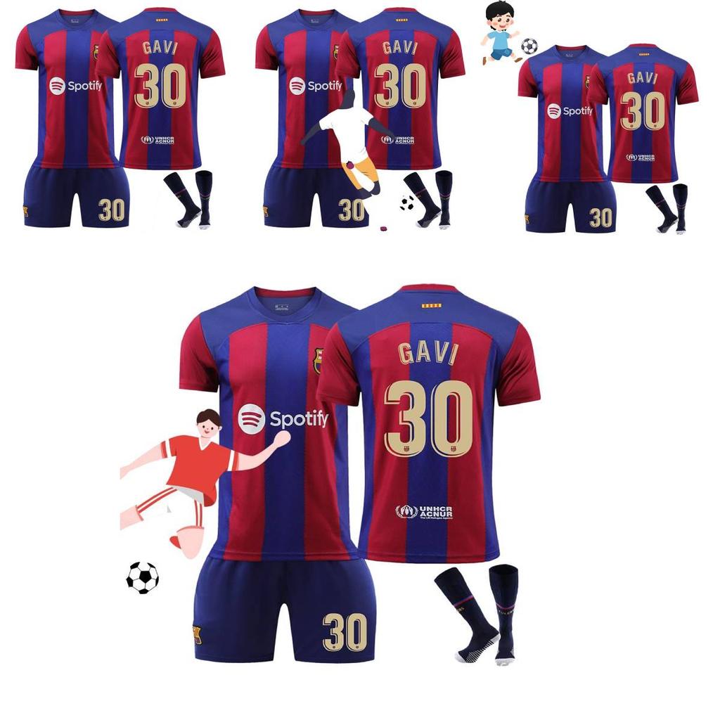 Премиальный домашний футбольный комплект «Барселоны» 2324 9 Левандовски 7 Де Йонг 8 Педри 30 Гави Джерси