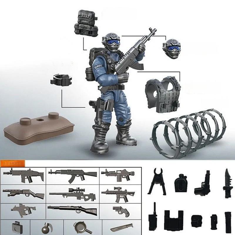 Special Forces Minifigures Weapons Boys Assemble Tank Military Building Blocks Toys