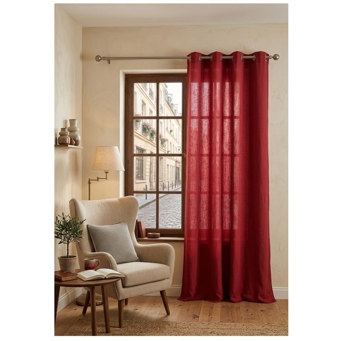 Rideau en coton 140 x 260 cm Kala Cerise