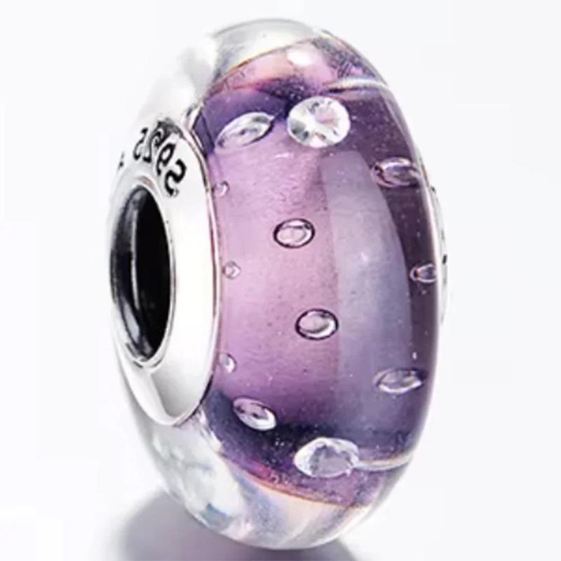 925 Silver Colored Flower Leaf Cosmic Rainbow Murano Glass Charms Beads Fit DIY Bracelet Women Jewelry Gift