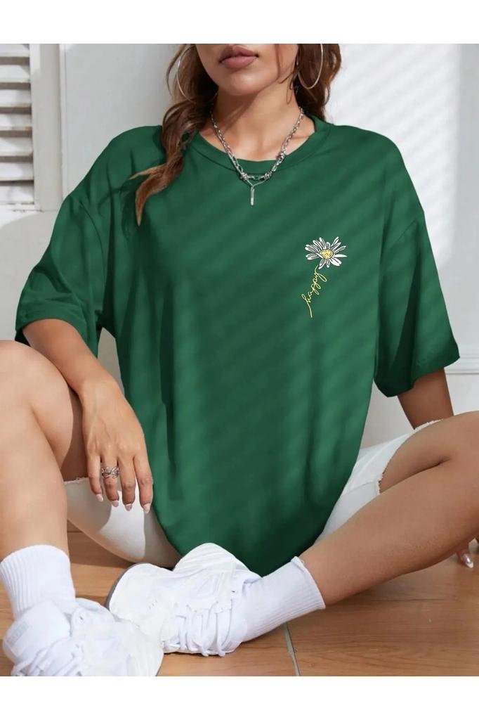 Женская футболка большого размера с принтом ромашки