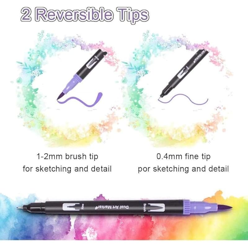 Corslet 36 Water Based Dual Tip Brush Pens: 1-2Mm & 0.4Mm Tips With Carrying Case For Art, Calligraphy And Sketching