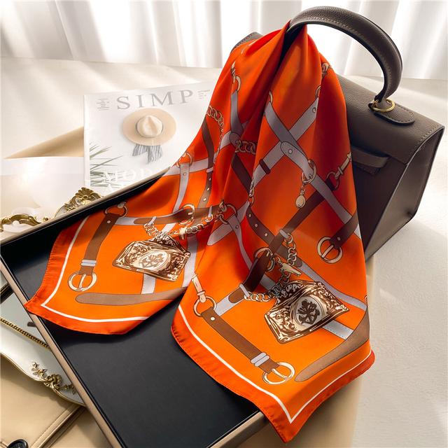 Шелковый квадратный шарф для женщин, шейный платок, женские повязки для волос, ленточная повязка на голову, роскошная шаль, атласный хиджаб, модные накидки, бандана