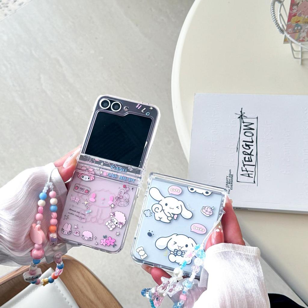 Мультяшный чехол My Melody & Cinnamoroll для складного телефона Samsung Z Flip6/7, противоударный, для женщин.