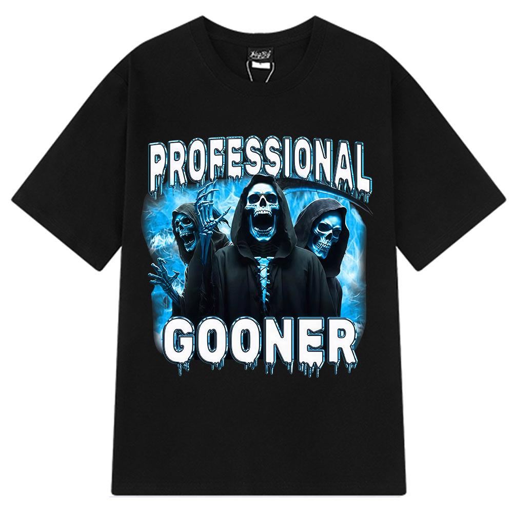 Профессиональные футболки Gooner Offensive Funny Skeleton Meme Футболки Goon Сексуальная шутка Вечеринка Оверсайз Хлопковые футболки Унисекс Хип-хоп Футболки