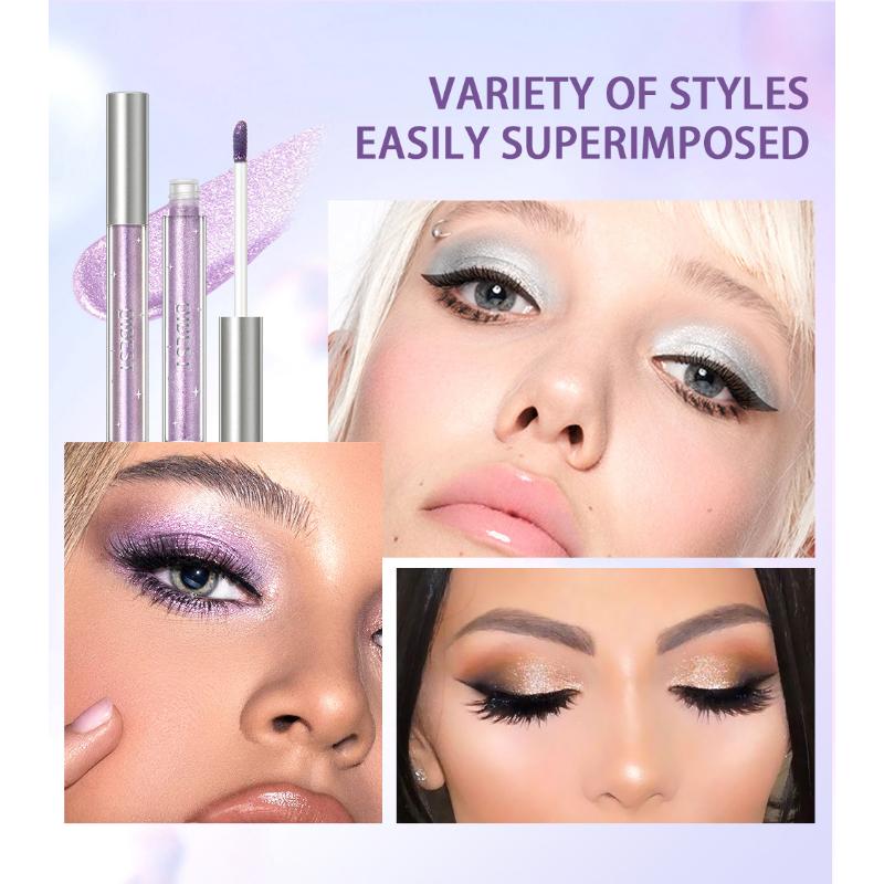 Жидкие тени для век с блестками, хайлайтер с жемчужным отливом, матовые суперблестящие одноцветные осветляющие жидкие тени для век