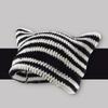 Осенне-зимняя шерстяная шапка в полоску с изображением японского дьявола, теплая вязаная шапка-пуловер с ушками кошки, зимняя шапка