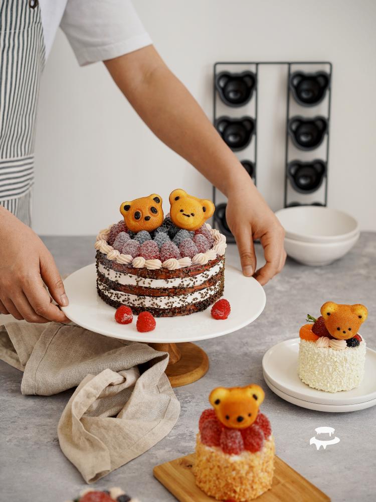 Chiyoda 8-Cavi Cartoon Panda Madeleine Baking Tray 3D Bear Cake Mold Chinese Sle Pure Color Kitchen Baking Utensils
