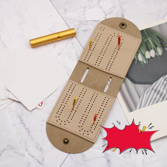 Портативный набор для игры в криббидж, набор для настольных игр из искусственной кожи для путешествий, с 4 металлическими колышками для игры в криббидж и отсеком для хранения для любителей игры в криббидж