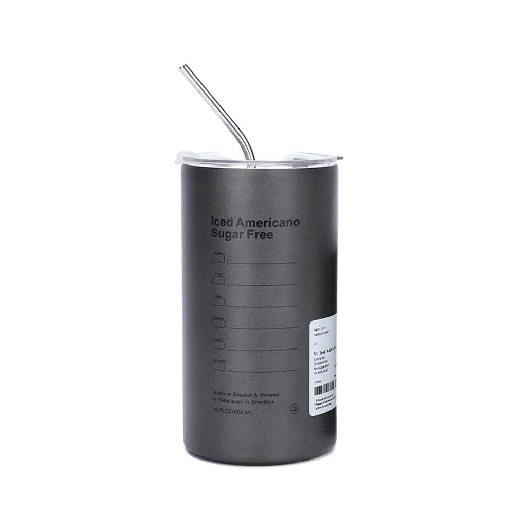 With Straw Stainless Steel Coffee Mug Double-layer Vacuum Handheld Drinking Mug Gifts
