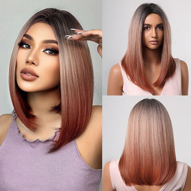 EASIHAIR Платиновый блондин Ombre, прямые короткие парики боб, синтетические натуральные парики для женщин, косплей, вечерние, термостойкое волокно