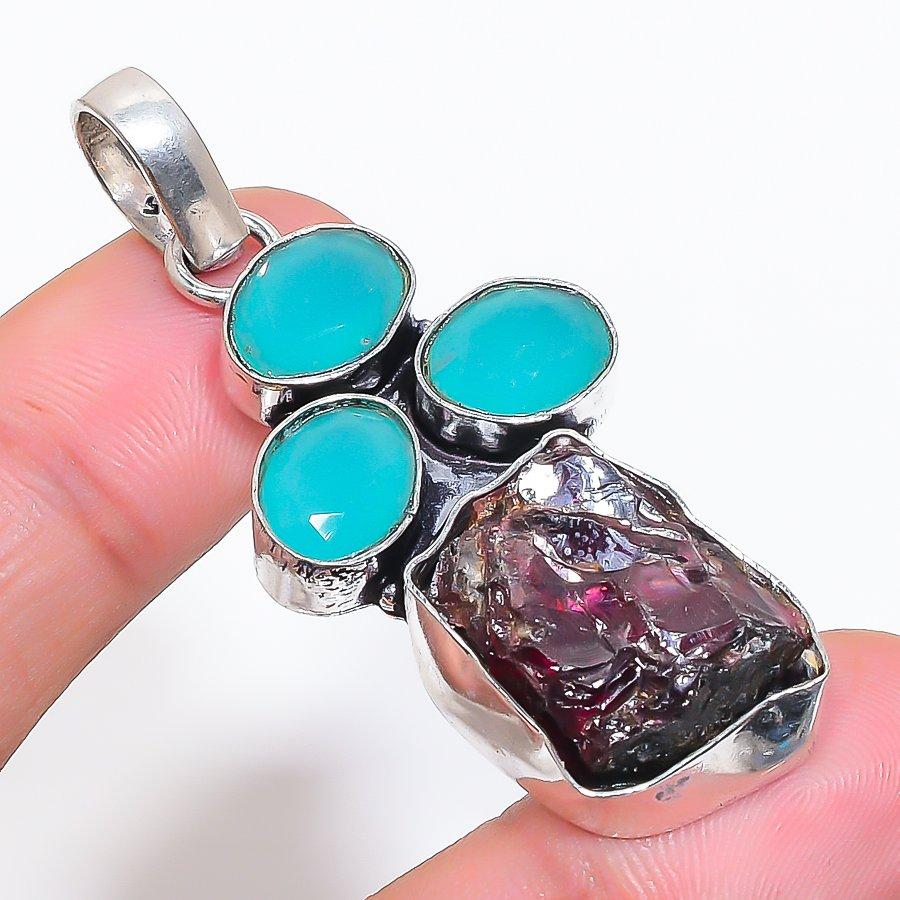 Natural Amethyst Rough Gemstone 925 Sterling Silver Jewelry Pendant 2.21" AP-14085